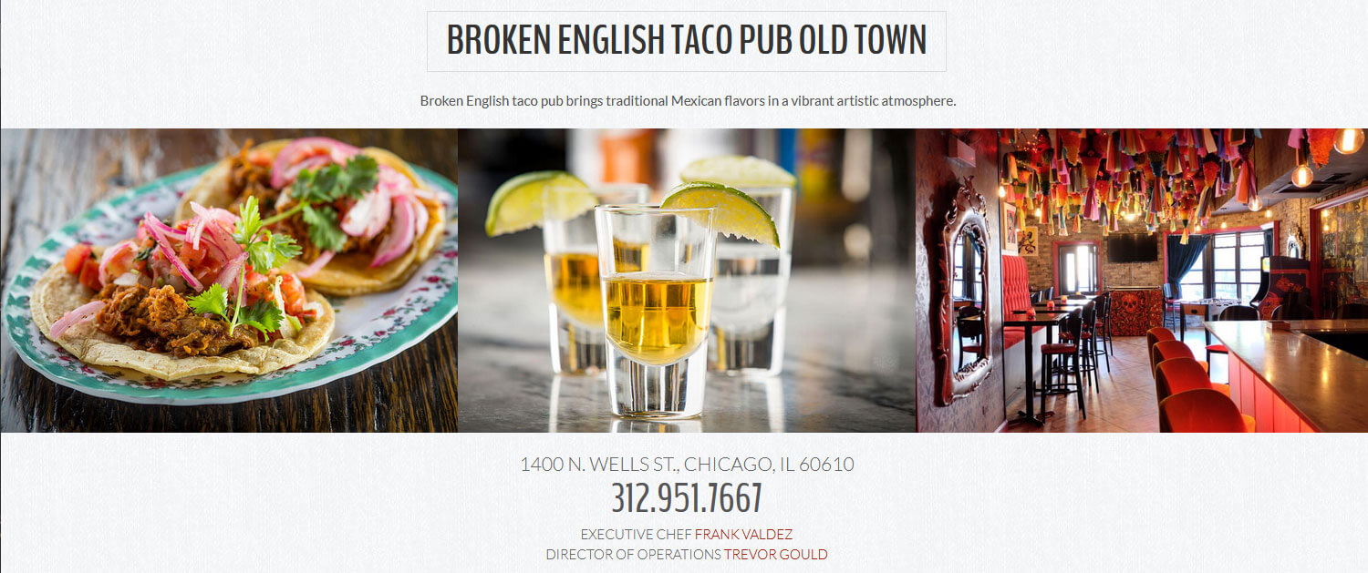 Broken English Taco Pub Restaurant Webpage