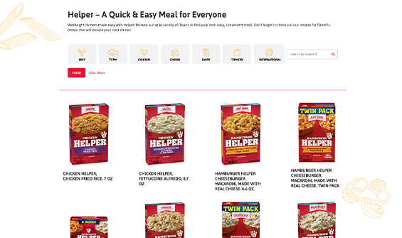 Custom Web Design for Hamburger Helper Website 02