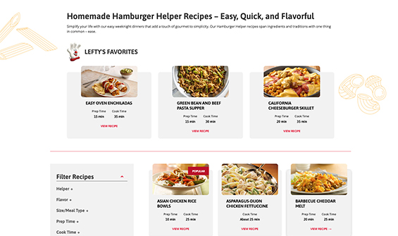 Custom Web Design for Hamburger Helper Website 04