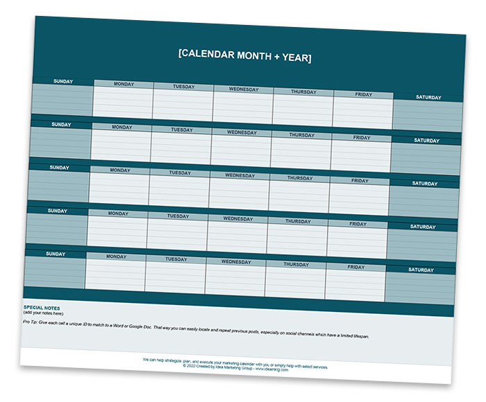 Content Marketing Calendar Example