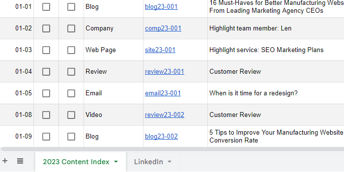 Marketing Calendar Posting Type